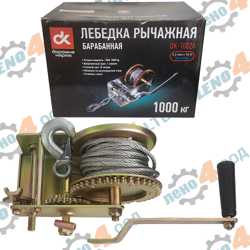 DK-RIDER - MANUAL WINCH FOR LADA NIVA 1 TON STEEL CABLE Ø5.2 x H 10 meters