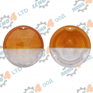 РУСИЯ / RUSSIA  - GLASS FOR FRONT TURN SIGNAL ASSEMBLY LIGHT ORANGE FOR UAZ, GAZ, ZIL,KAMAZ, MAZ  Ø130 mm.